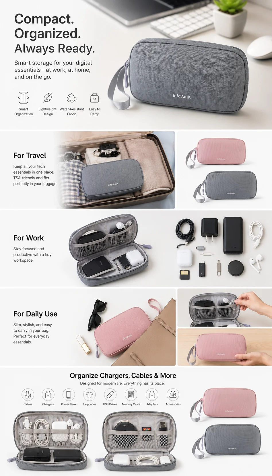 Двухслойный органайзер для каб – обзор и цена Tech Accessories Hard Case