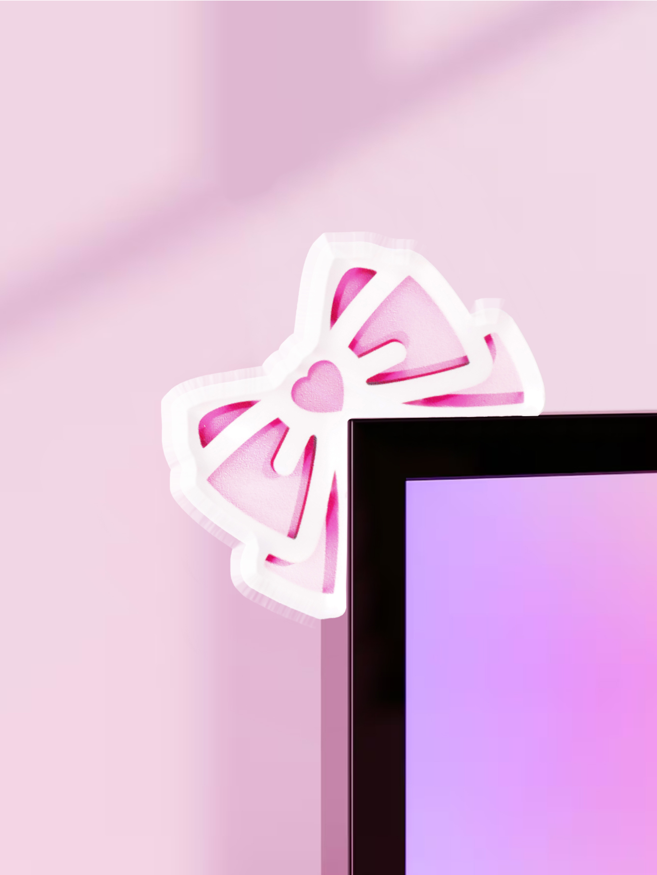 Kawaii Bow Monitor Decor Розов – обзор и цена Tech Accessories Desk